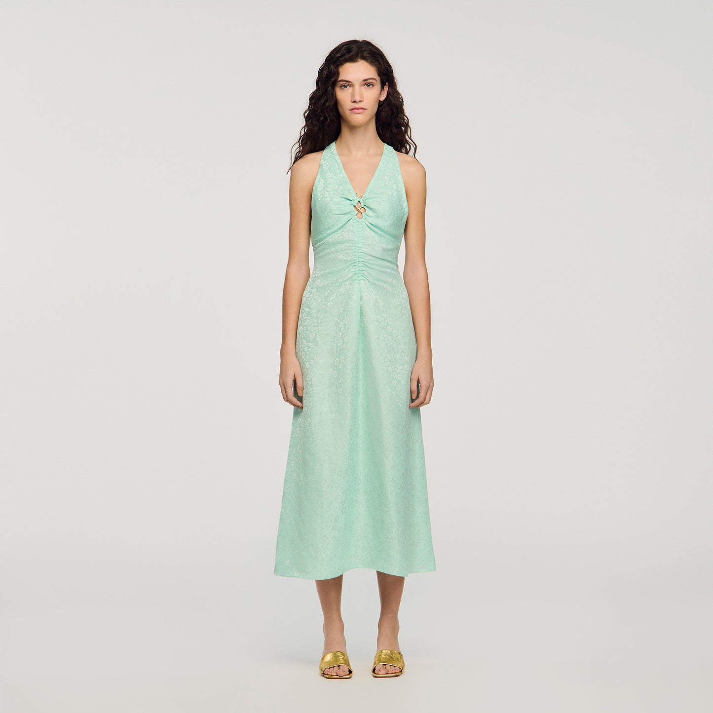 Monira V-Neck Floral Print Maxi Dress LIGHT GREEN