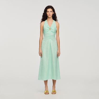 Monira V-Neck Floral Print Maxi Dress LIGHT GREEN