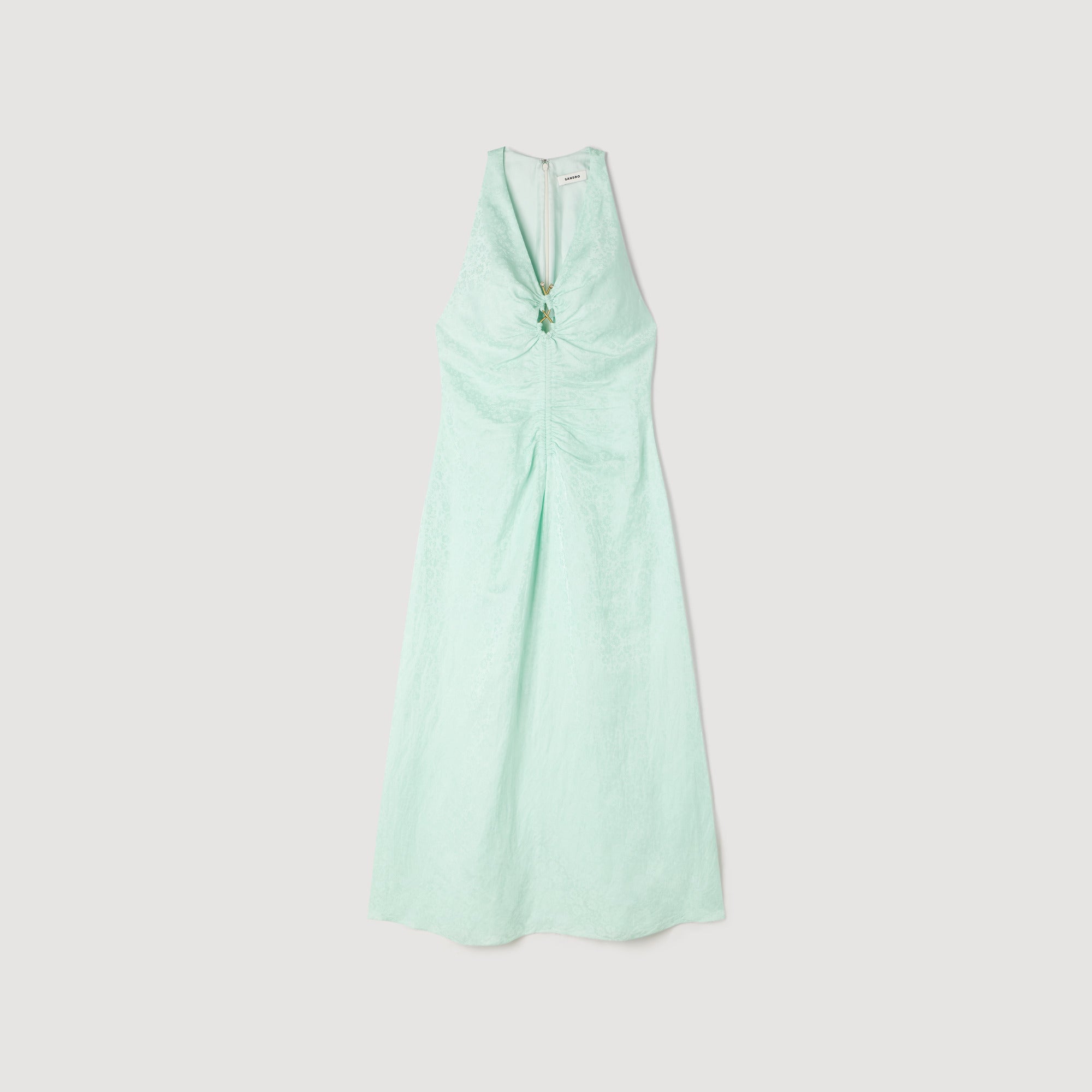 Monira V-Neck Floral Print Maxi Dress Light Green