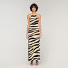 Zebraza Zebra Print Knit Maxi Dress Ecru / Black