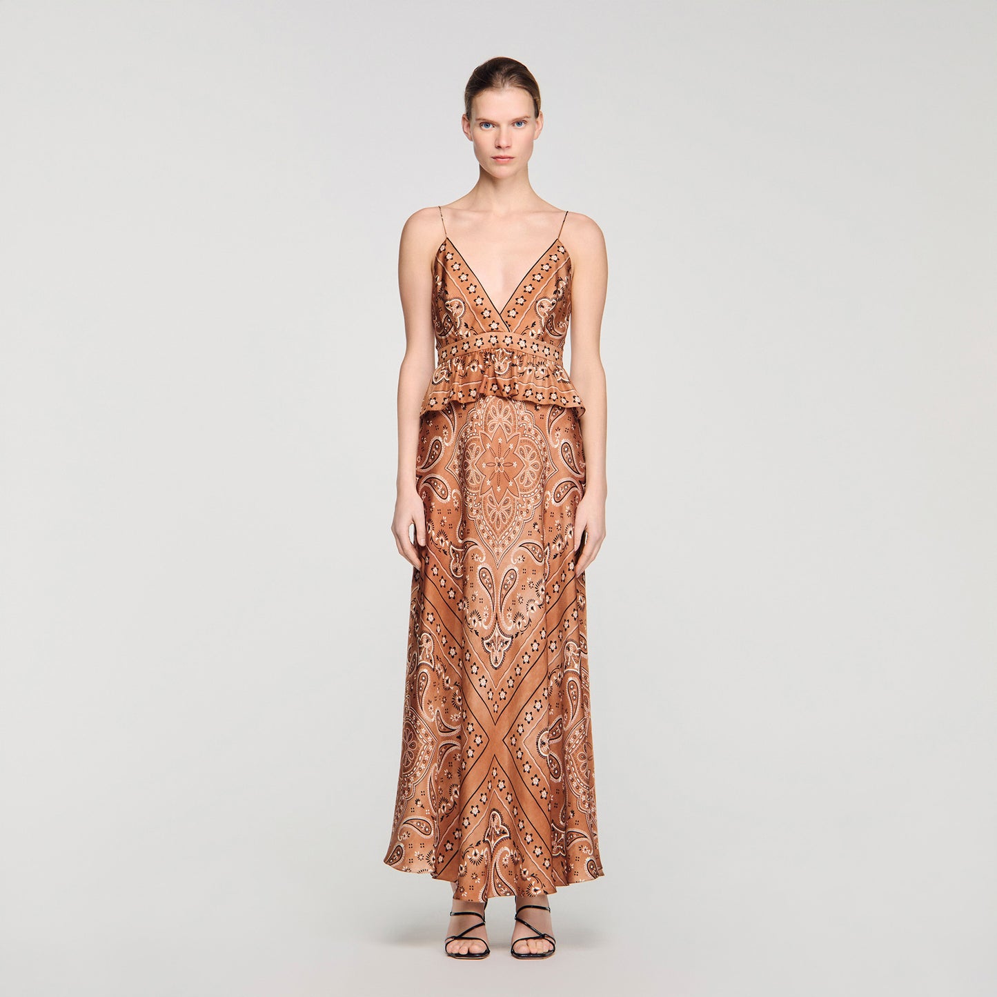 Vanellia Bandana-Print Maxi Dress Brown / Black