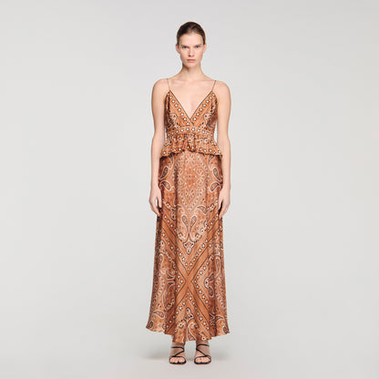 Vanellia Bandana-Print Maxi Dress Brown / Black