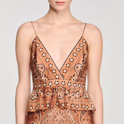 Vanellia Bandana-Print Maxi Dress Brown / Black