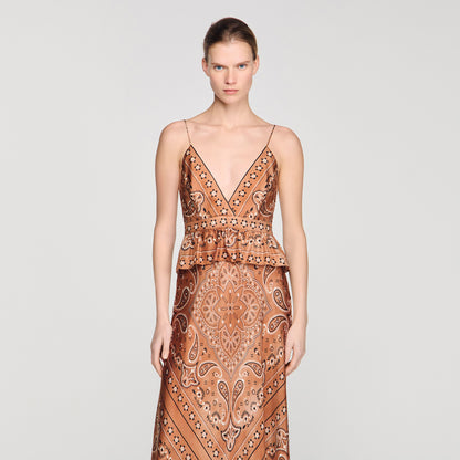 Vanellia Bandana-Print Maxi Dress Brown / Black