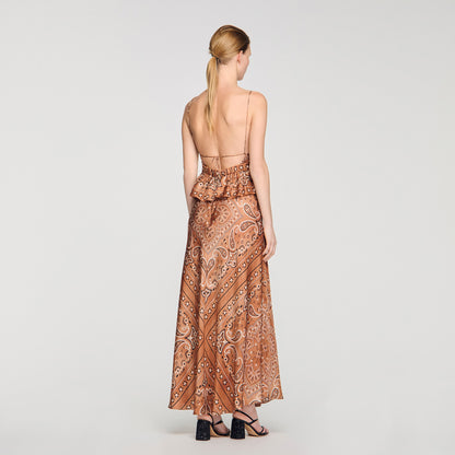 Vanellia Bandana-Print Maxi Dress Brown / Black