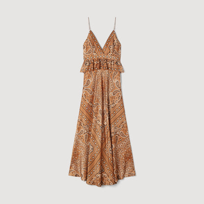 Vanellia Bandana-Print Maxi Dress Brown / Black