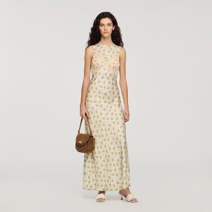 Kate Flower Print Maxi Dress Olive / Ecru