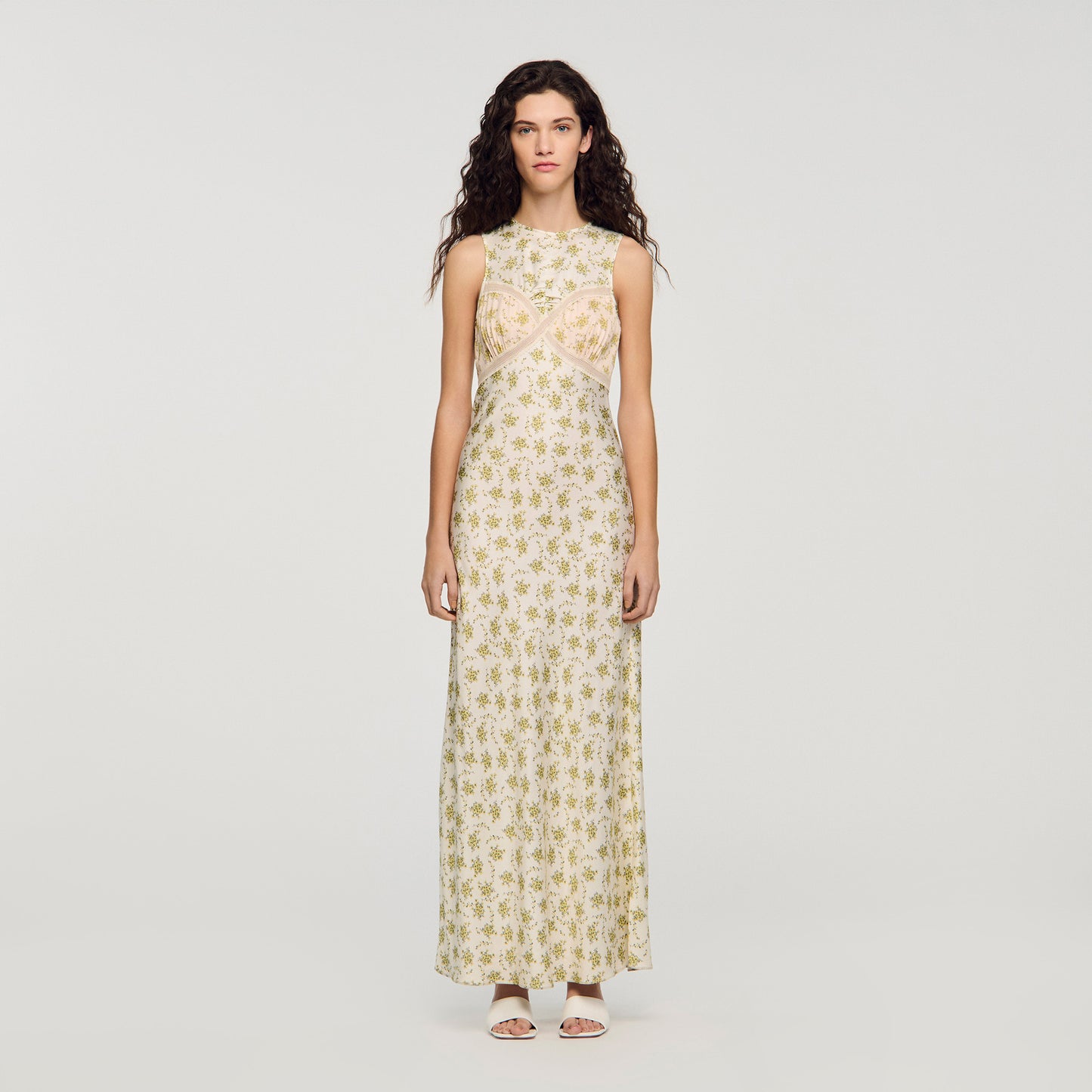 Kate Flower Print Maxi Dress Olive / Ecru