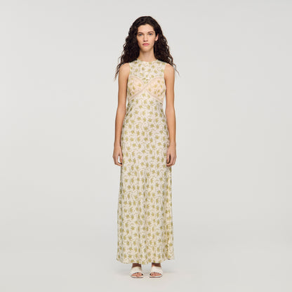Kate Flower Print Maxi Dress Olive / Ecru