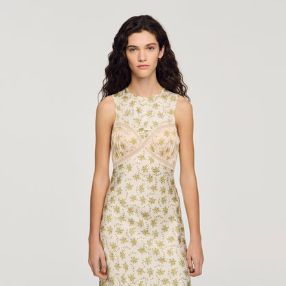 Kate Flower Print Maxi Dress Olive / Ecru