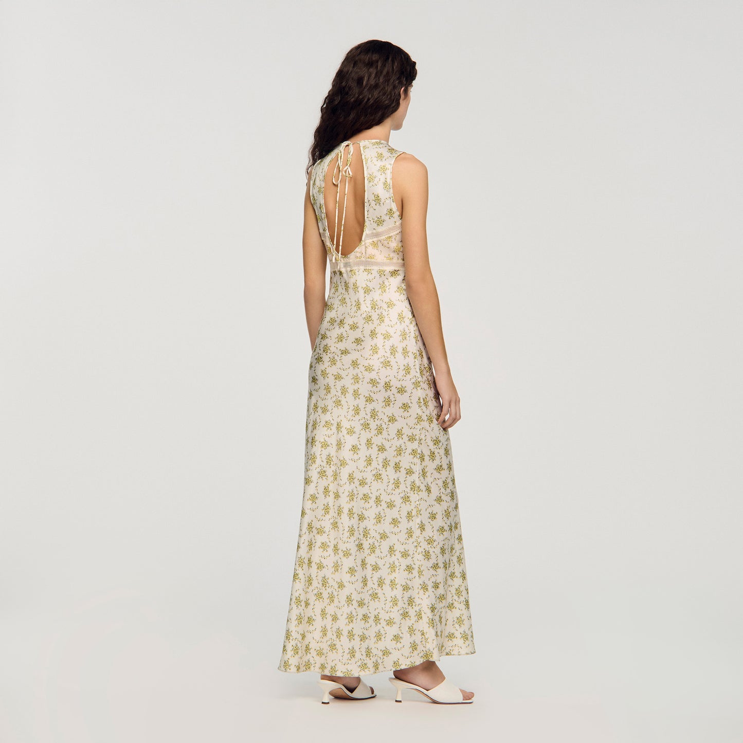 Kate Flower Print Maxi Dress Olive / Ecru