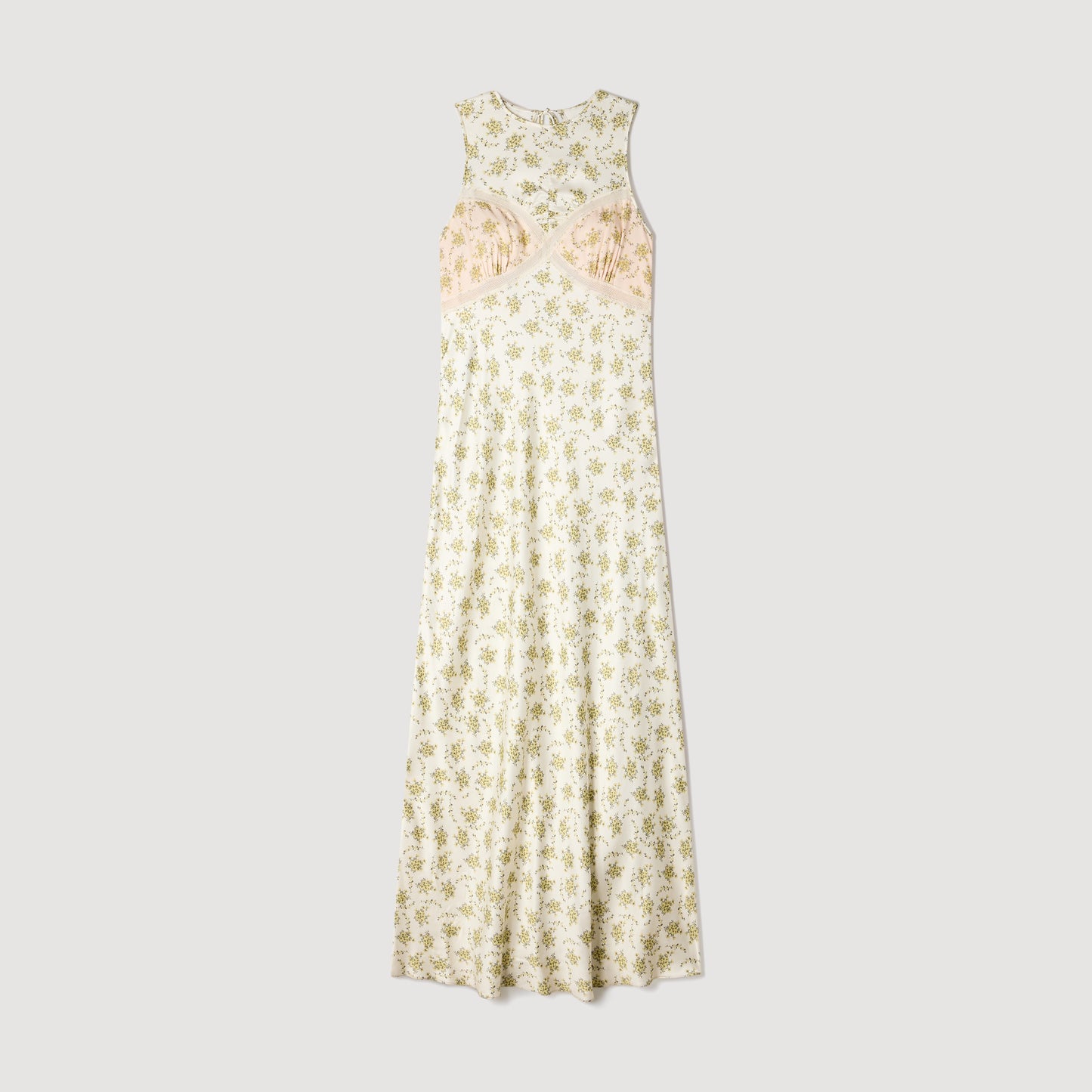 Kate Flower Print Maxi Dress Olive / Ecru