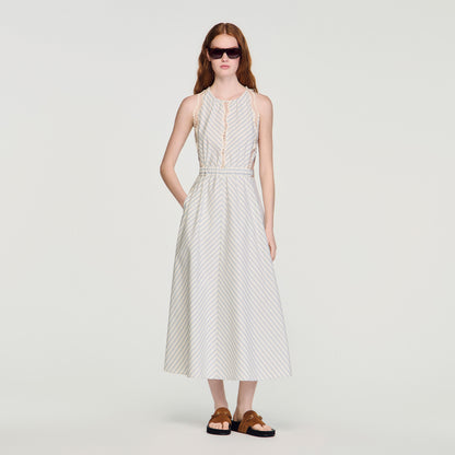 Artemisia Striped cotton maxi dress Ecru / Bleu