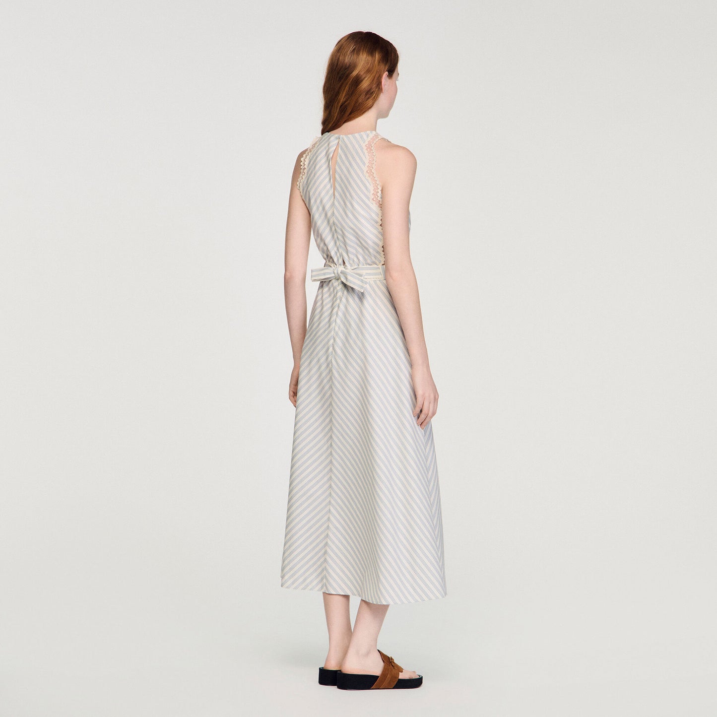 Artemisia Striped cotton maxi dress Ecru / Bleu