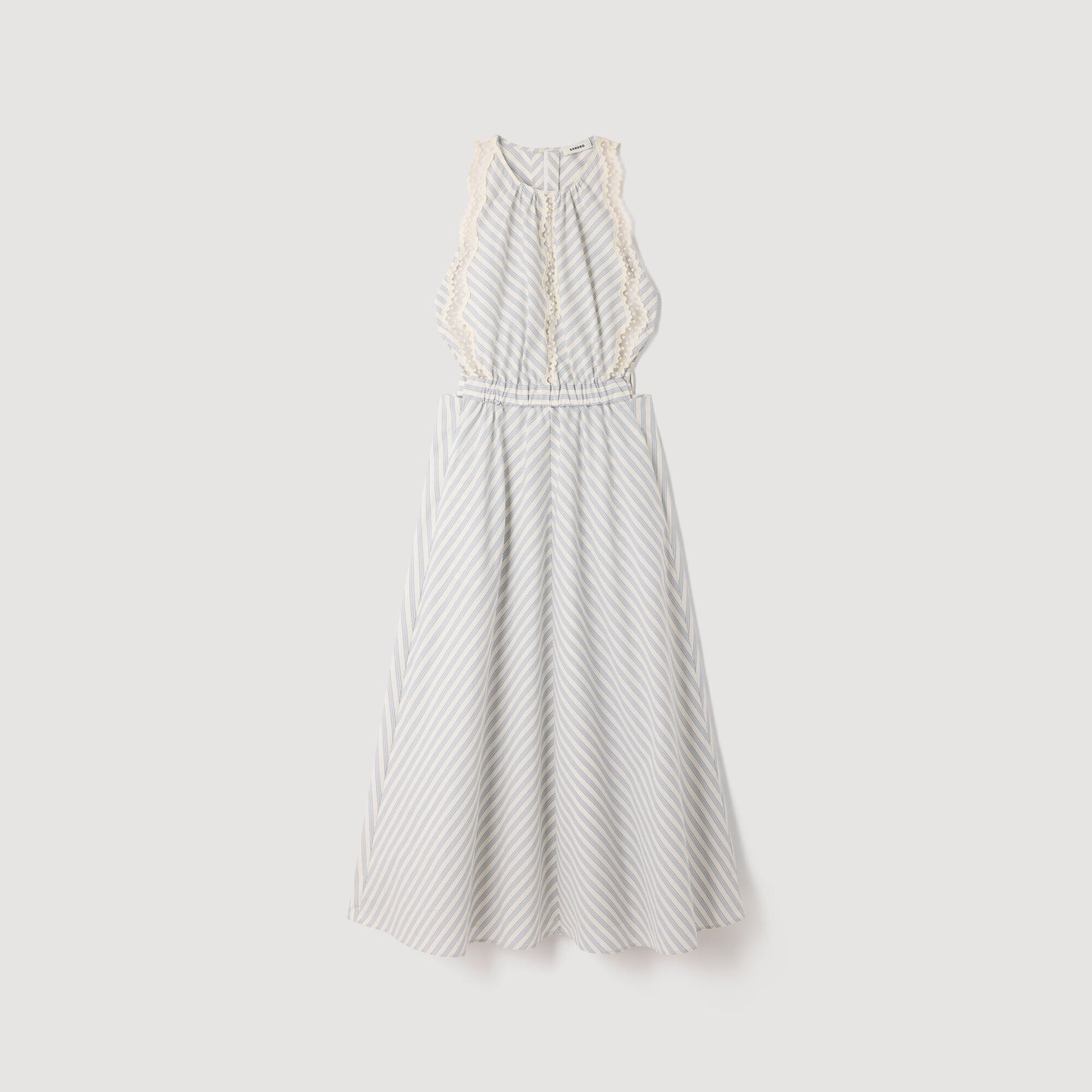 Artemisia Striped cotton maxi dress Ecru / Bleu