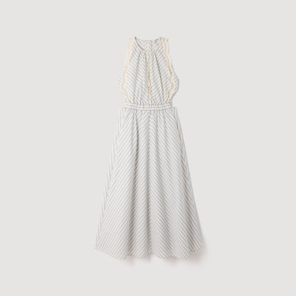 Artemisia Striped cotton maxi dress Ecru / Bleu