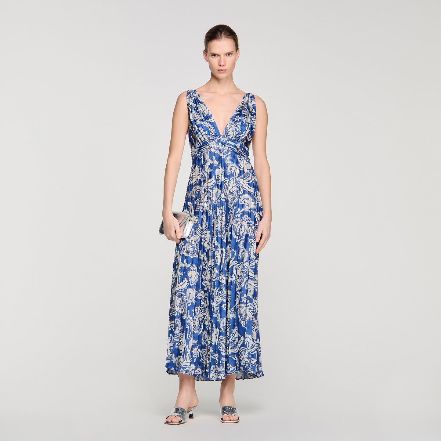 Piedra Floral Print Maxi Dress Blue / Ecru