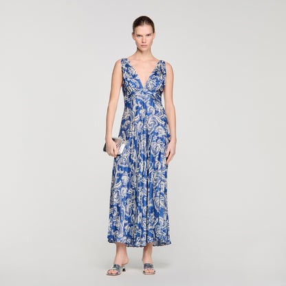Piedra Floral Print Maxi Dress Blue / Ecru