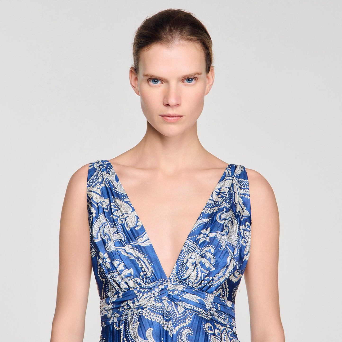 Piedra Floral Print Maxi Dress Blue / Ecru