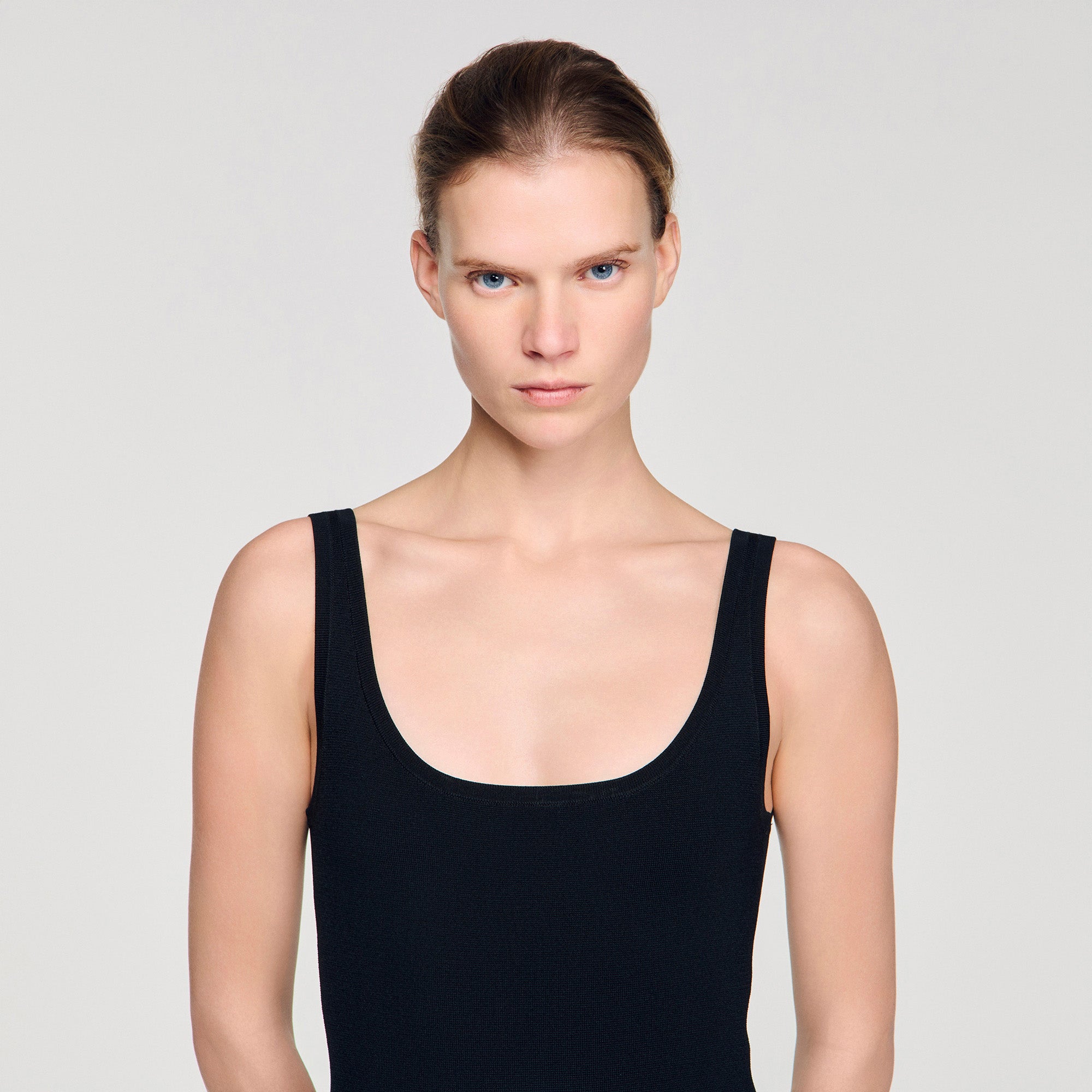 Fringed Knit Maxi Dress Black