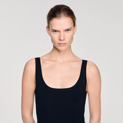 Fringed Knit Maxi Dress Black