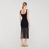 Fringed Knit Maxi Dress Black