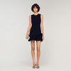 Floral Knit Short Dress Black