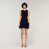 Floral Knit Short Dress Black
