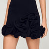 Floral Knit Short Dress Black