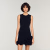 Floral Knit Short Dress Black