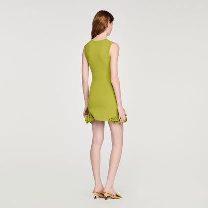Chloe Short Floral Knit Dress Green