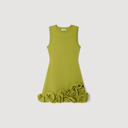 Chloe Short Floral Knit Dress Green