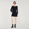 Ruby Pleated Knit Short Dress Black