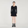 Ruby Pleated Knit Short Dress Black