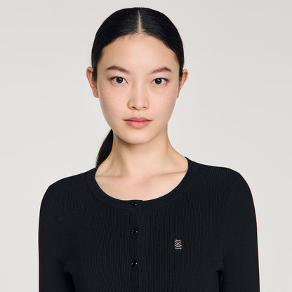 Ruby Pleated Knit Short Dress Black