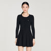 Ruby Pleated Knit Short Dress Black