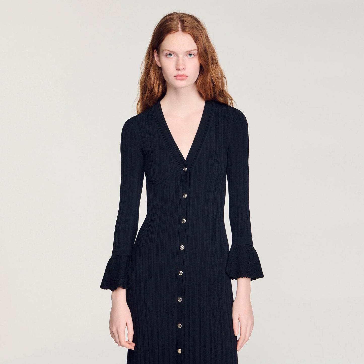 Narya Knit Maxi Dress With Ruffle Black