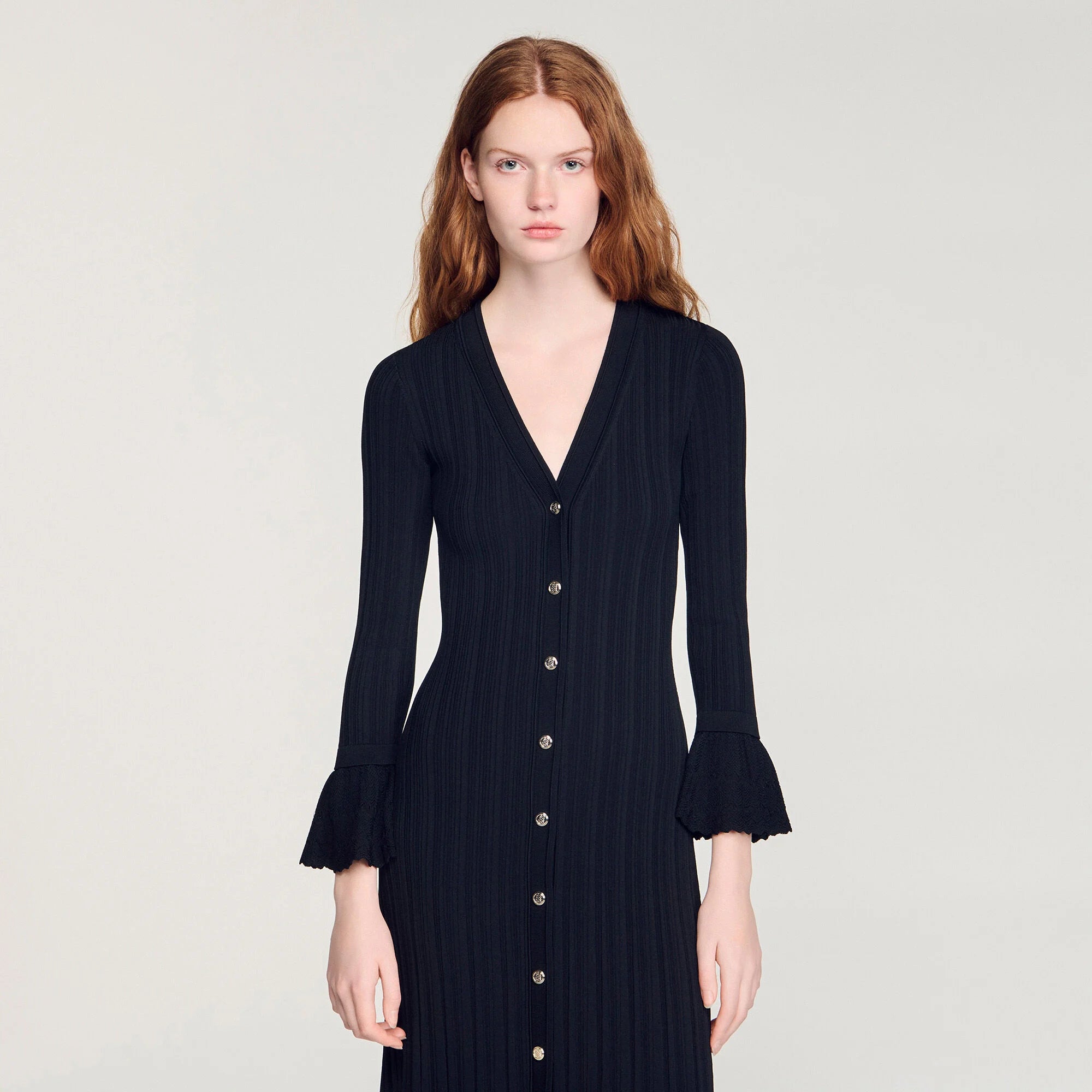 Narya Knit Maxi Dress With Ruffle Black