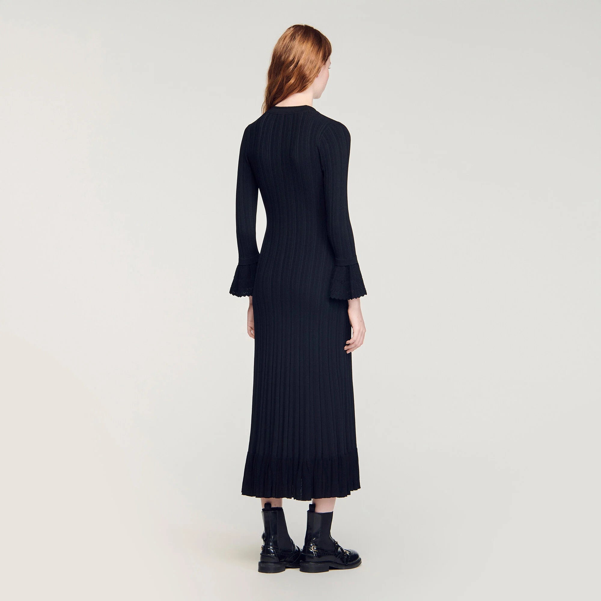 Narya Knit Maxi Dress With Ruffle Black