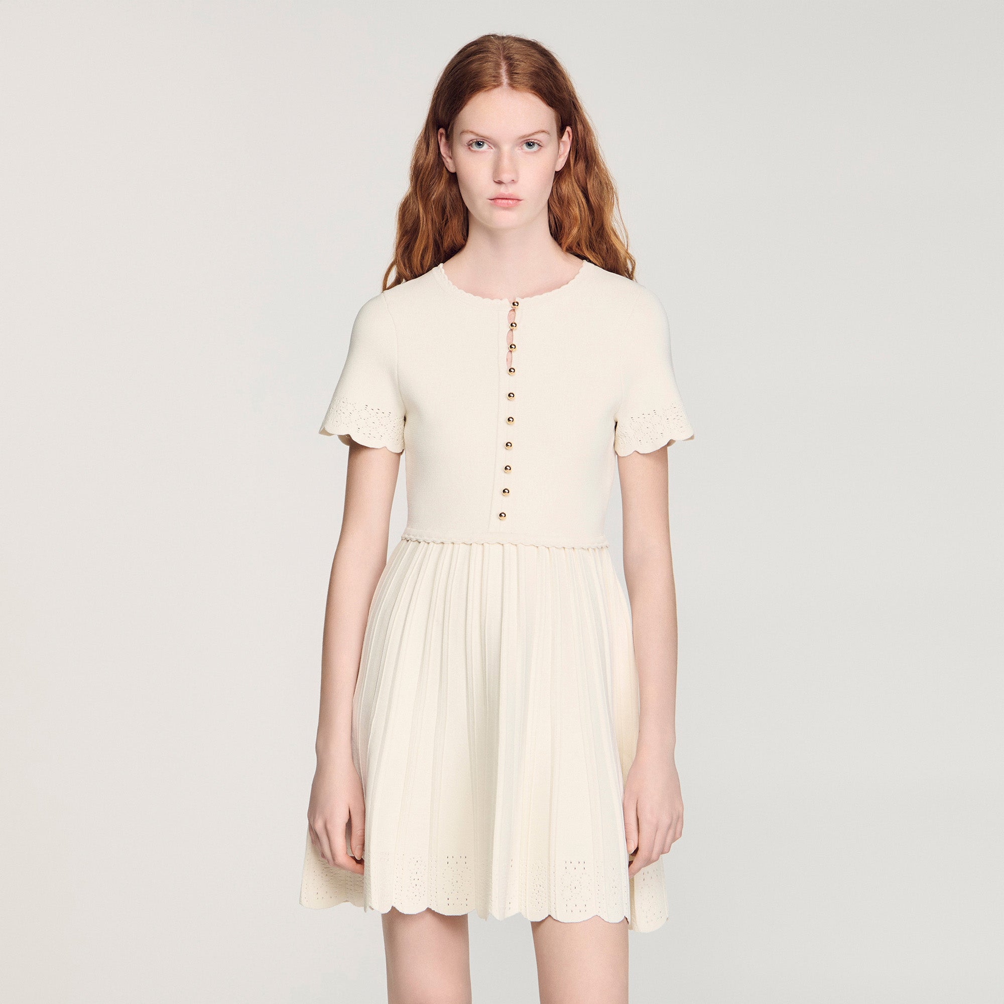 Gisele Pointelle Knit Short Dress ECRU