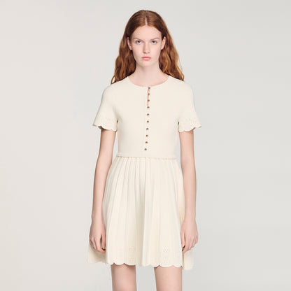Gisele Pointelle Knit Short Dress ECRU