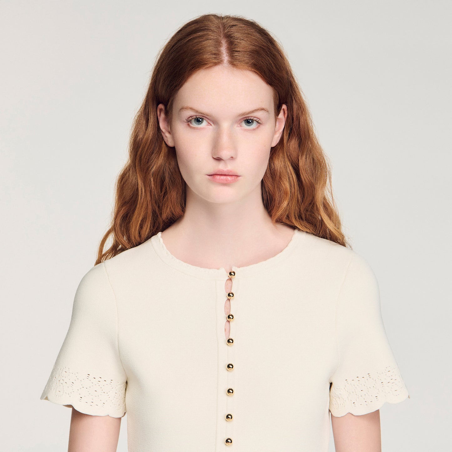 Gisele Pointelle Knit Short Dress ECRU