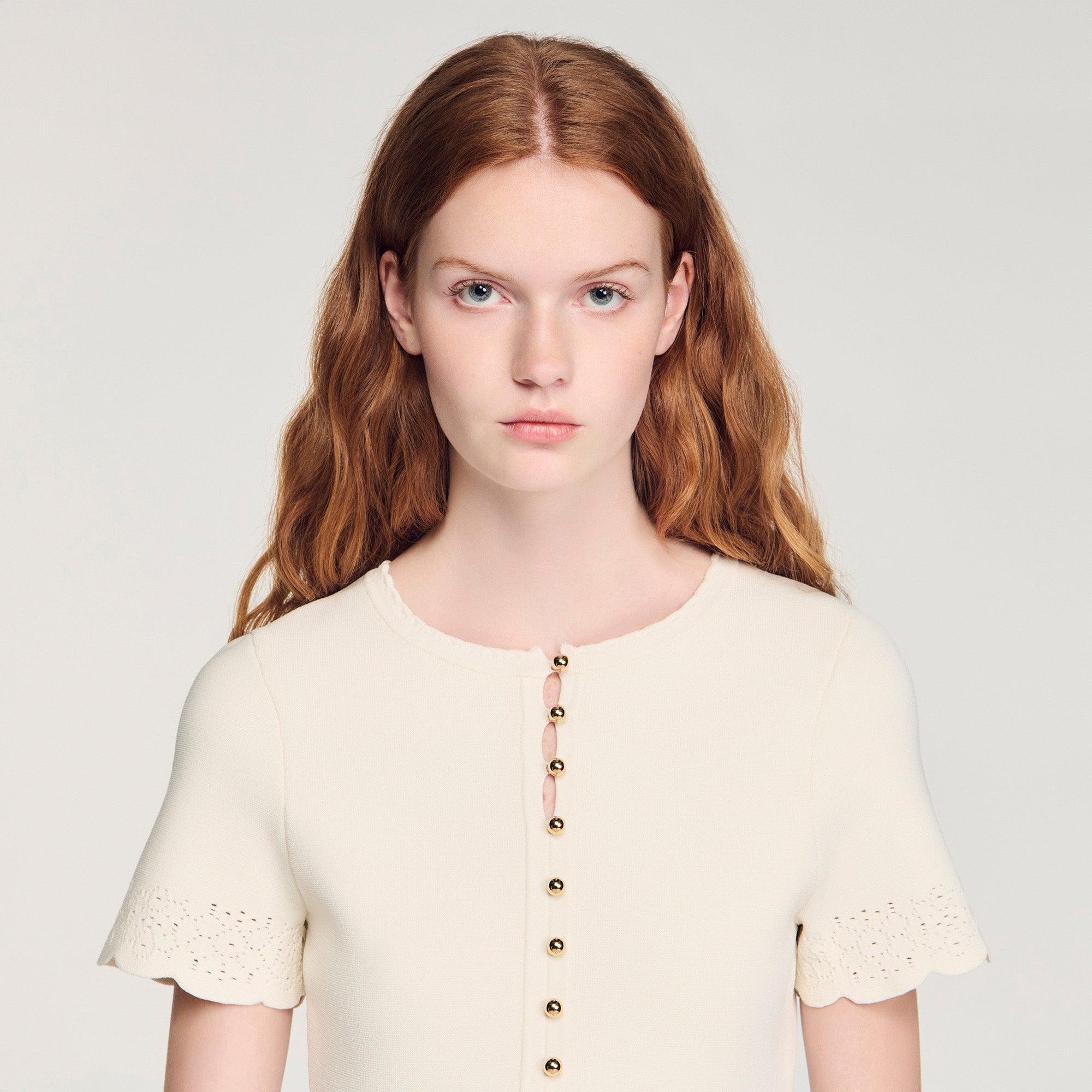 Gisele Pointelle Knit Short Dress ECRU
