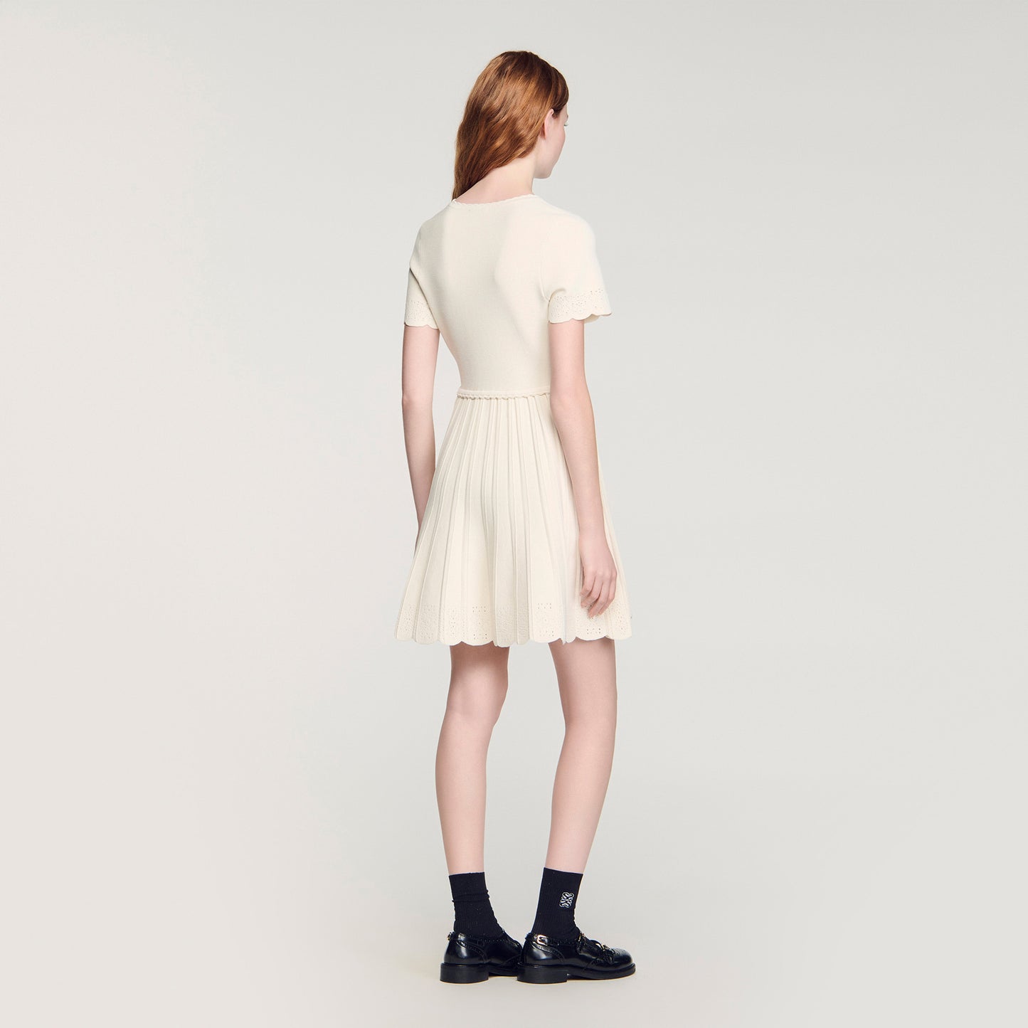 Gisele Pointelle Knit Short Dress ECRU