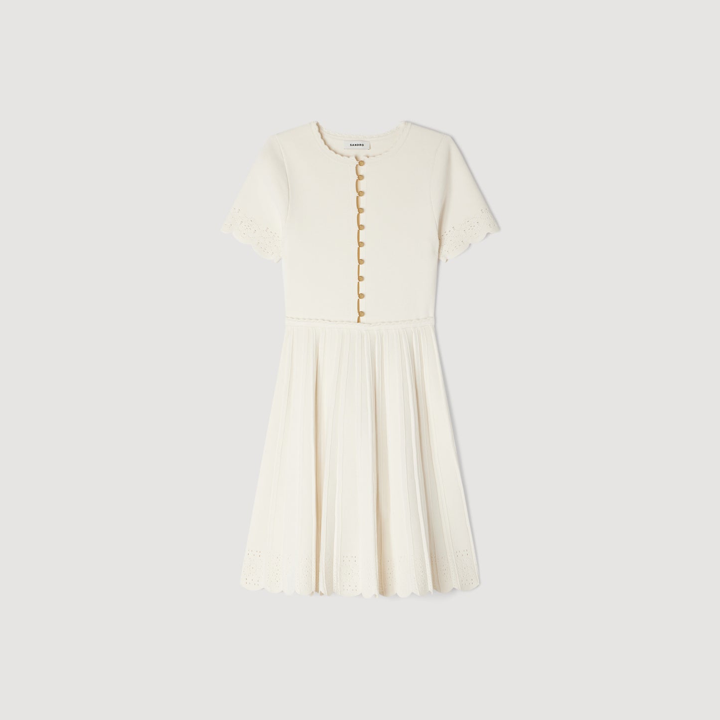 Gisele Pointelle Knit Short Dress ECRU