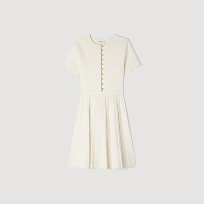 Gisele Pointelle Knit Short Dress ECRU
