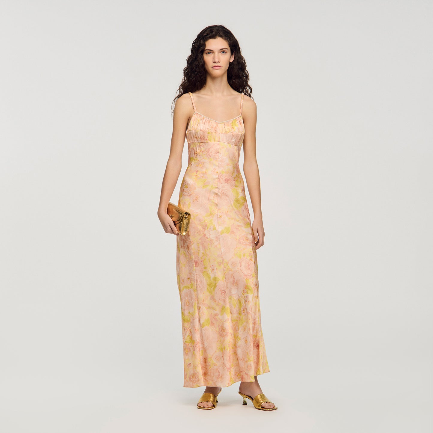 Provence Flower Print Maxi Dress Pink / Green