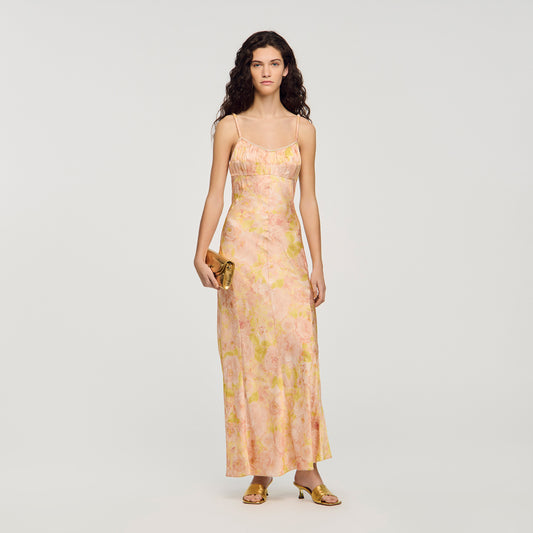 Provence Flower Print Maxi Dress Pink / Green