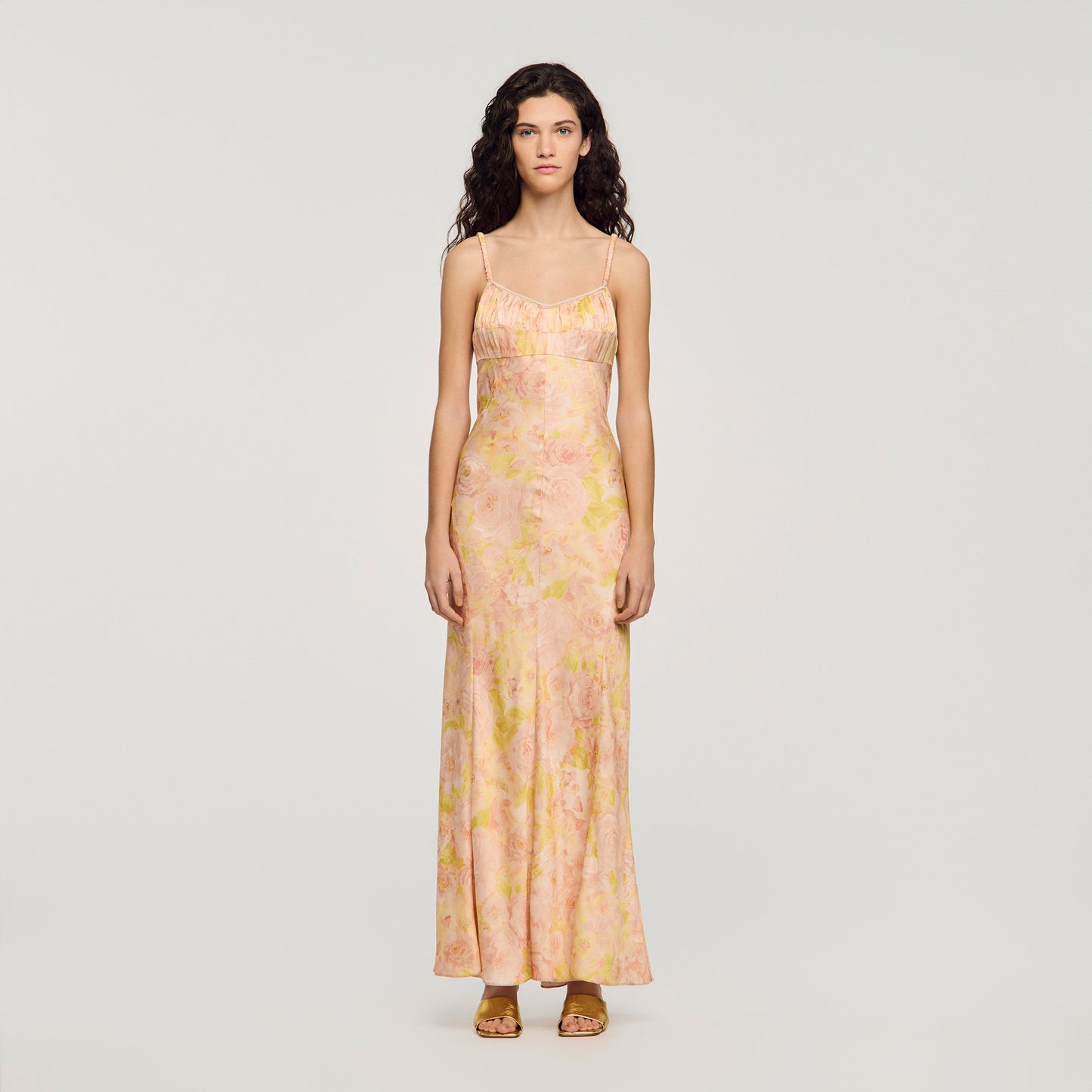 Provence Flower Print Maxi Dress Pink / Green