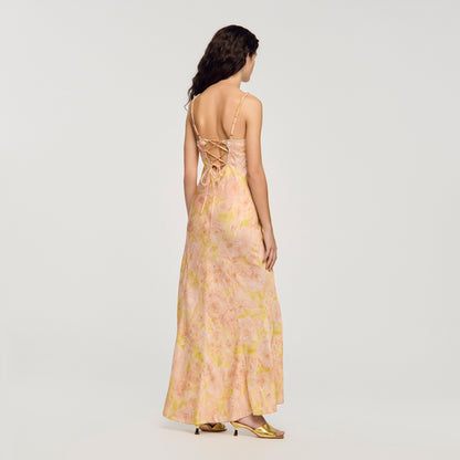 Provence Flower Print Maxi Dress Pink / Green